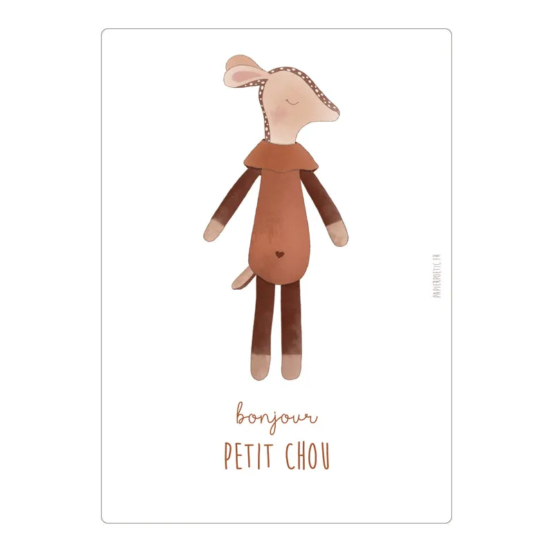 Carte "Doudou Biche à carreaux" - Papier Poetic