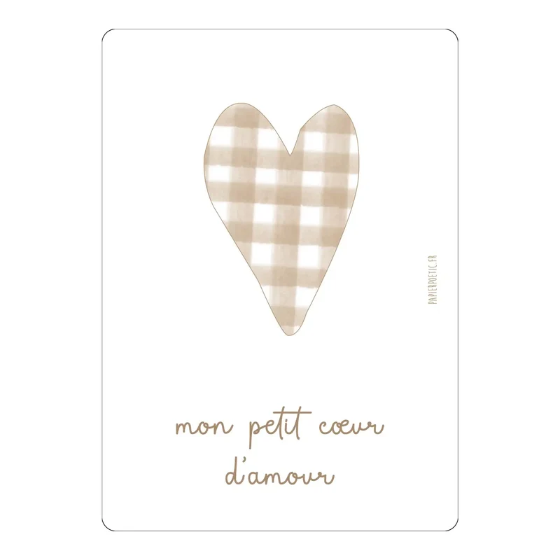Carte "Mon petit coeur d'amour" - Vichy - Papier Poetic