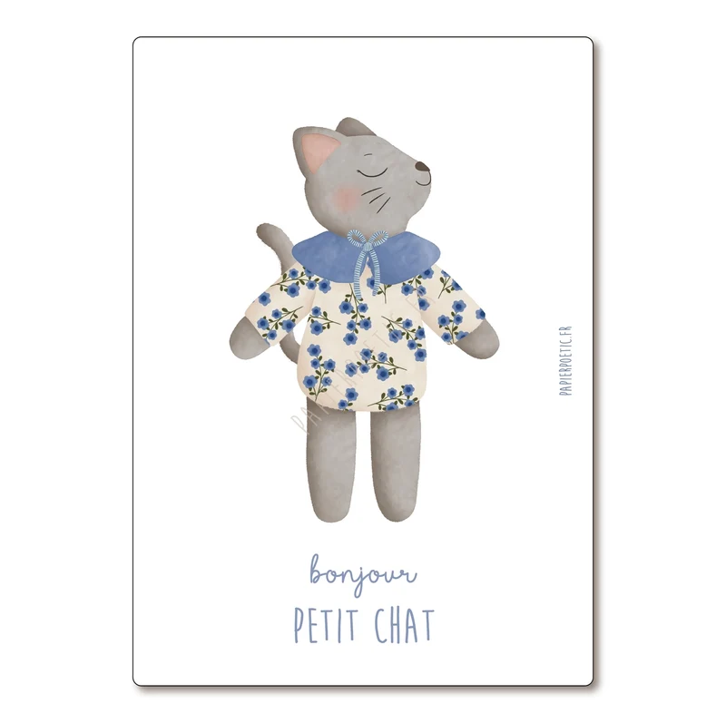 Carte "Doudou chat anémone" - Papier Poetic